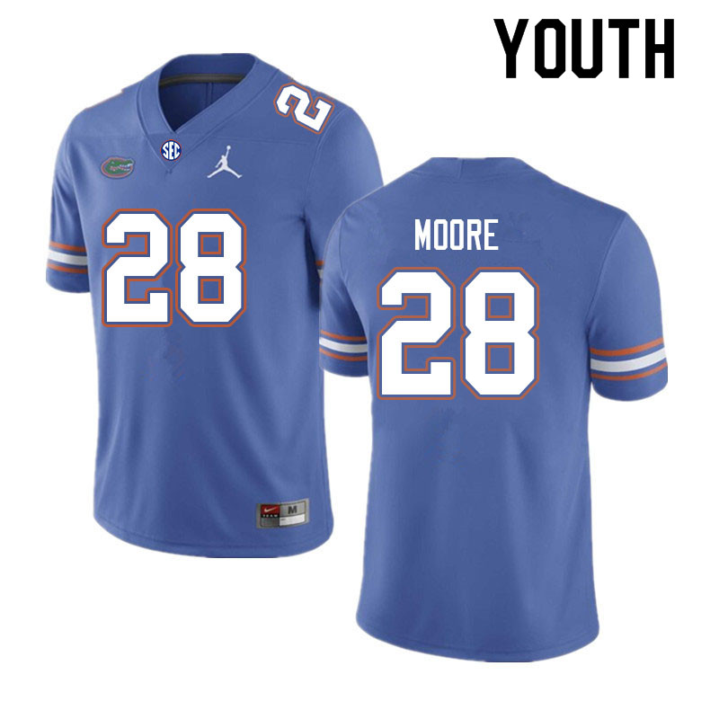 Youth #28 Devin Moore Florida Gators College Football Jerseys Sale-Royal - Click Image to Close
